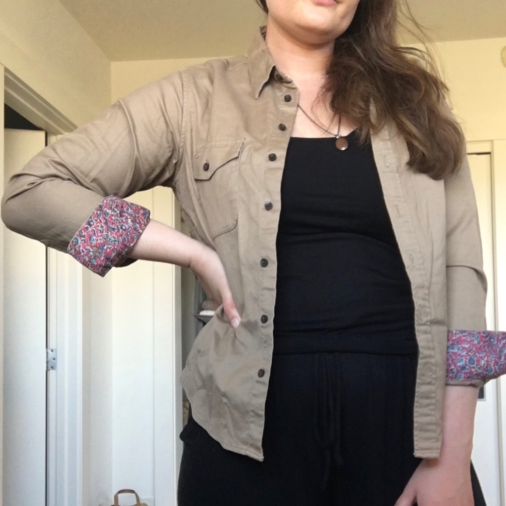 Ines de la Fressange for Uniqlo Tan Button Up